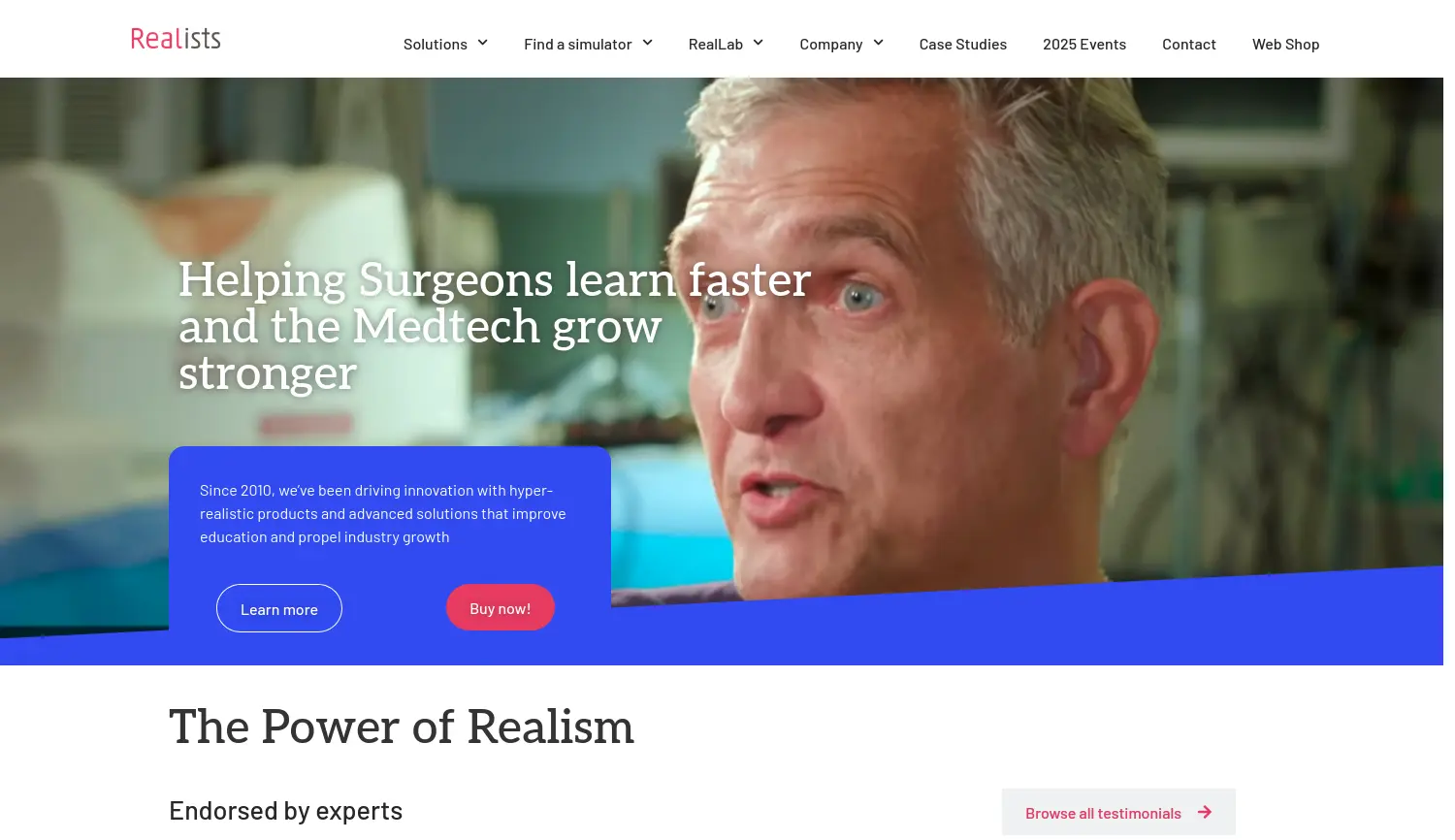 Website der Firma Realists Training Technologies GmbH