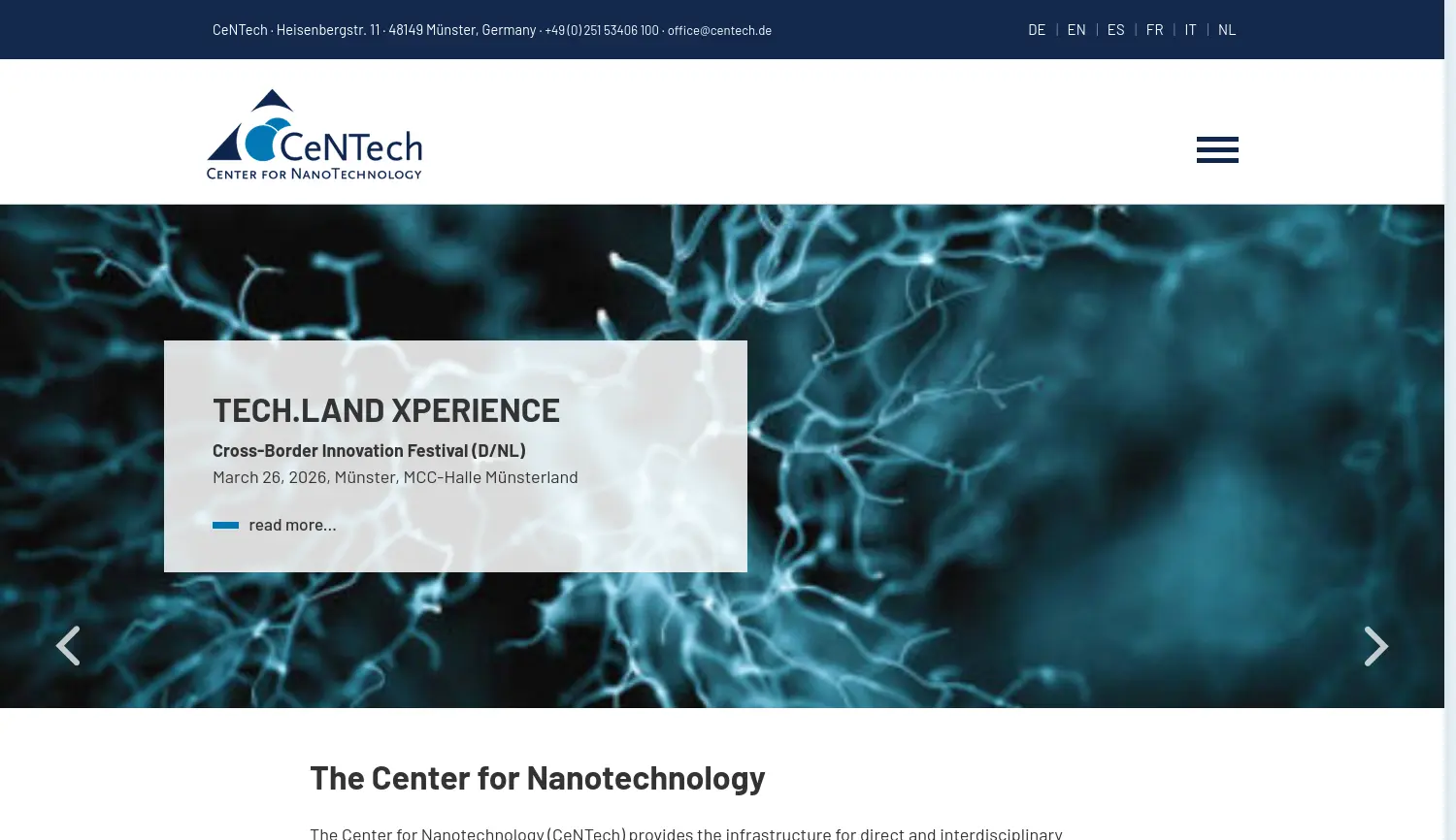 Website der Firma CeNTech GmbH