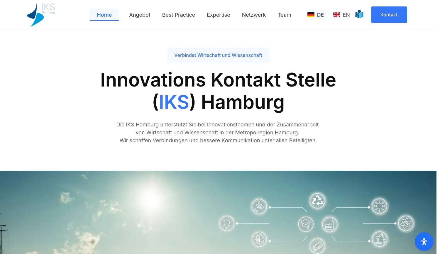 Website der Firma Innovations Kontakt Stelle (IKS) Hamburg
