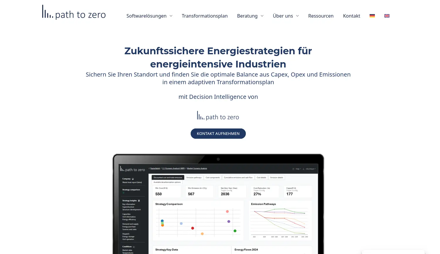 Website der Firma Path to Zero GmbH