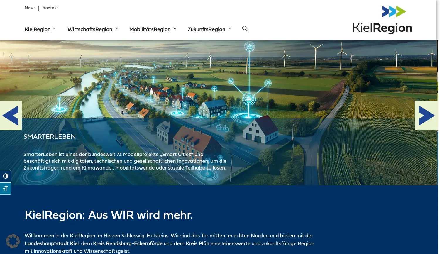 Website der Firma KielRegion GmbH