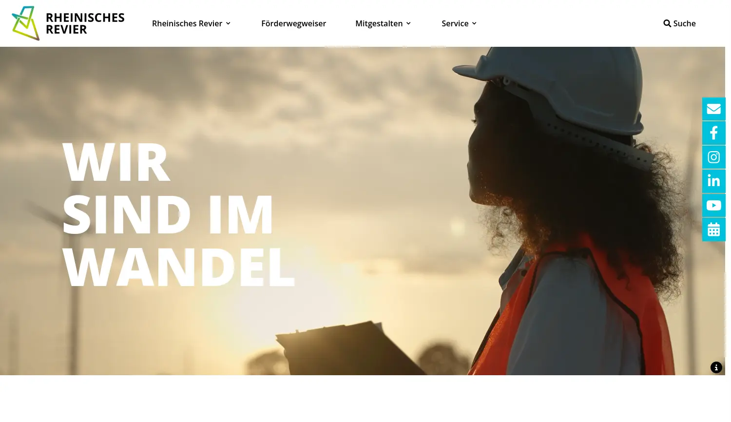 Website der Firma Zukunftsagentur Rheinisches Revier GmbH