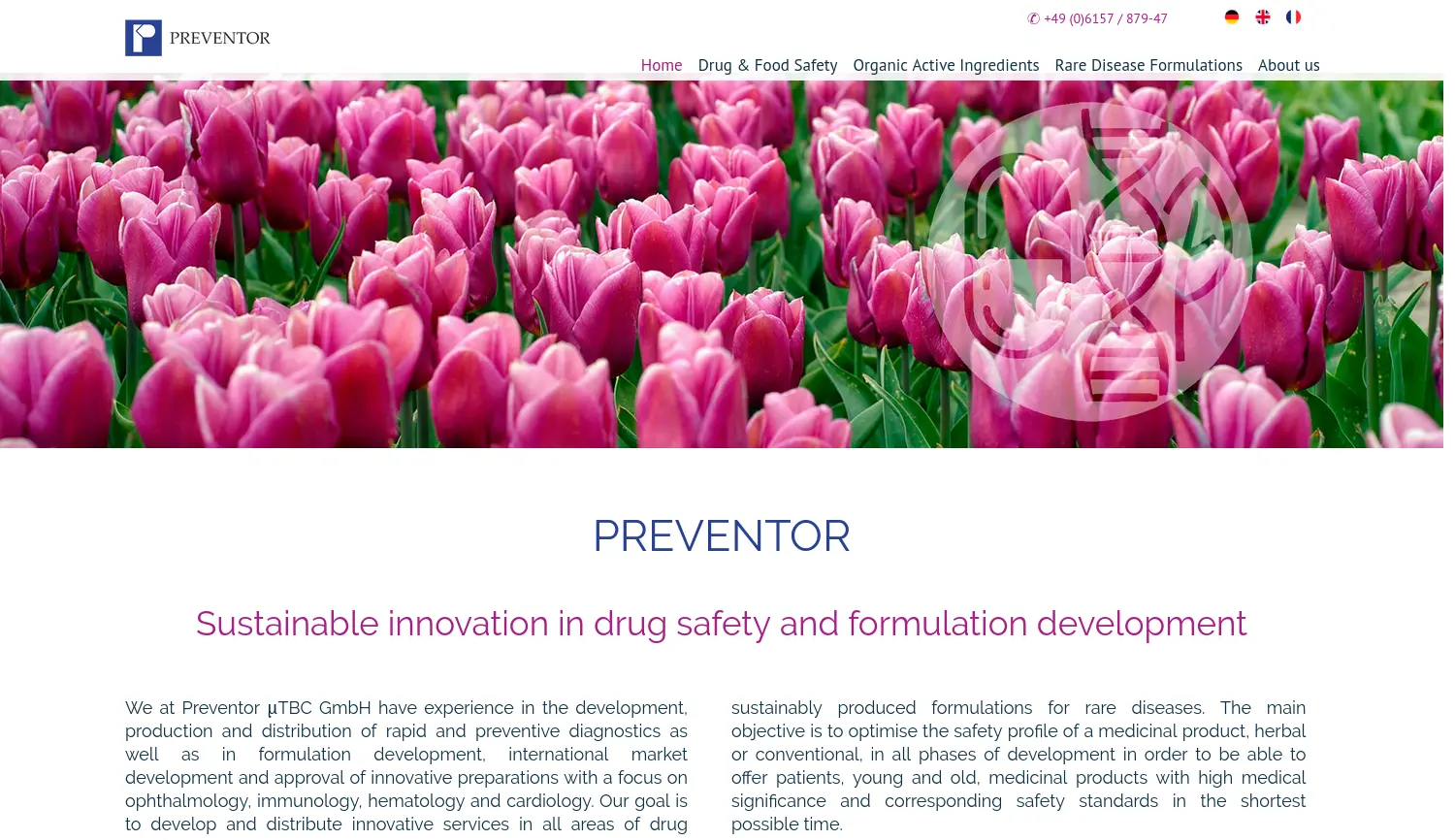 Website der Firma Preventor µTBC GmbH