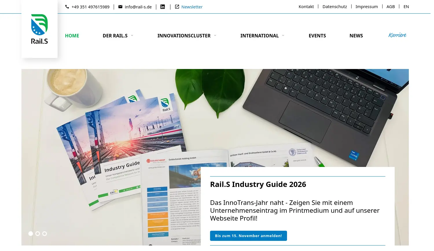 Website der Firma Rail.S e. V.