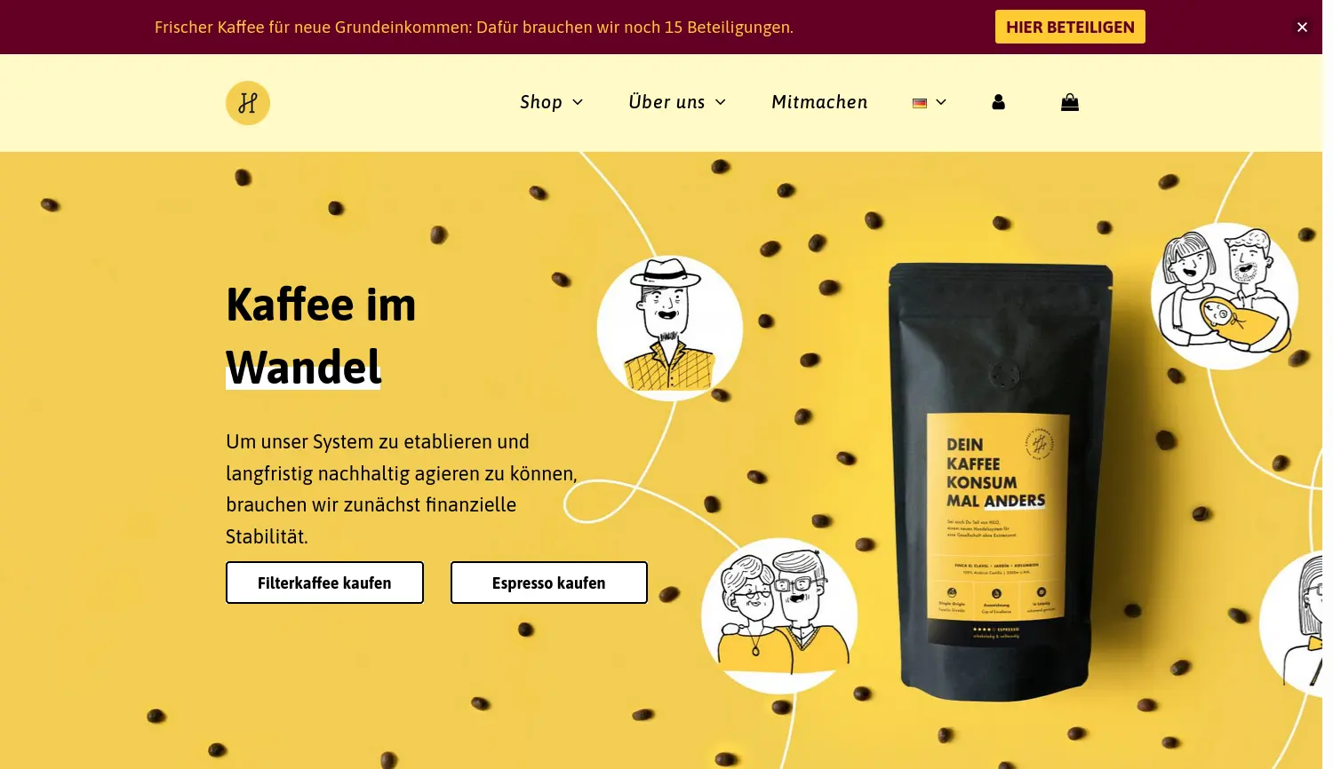 Website der Firma co.hilo kaffeekollektiv eG (i.G.)
