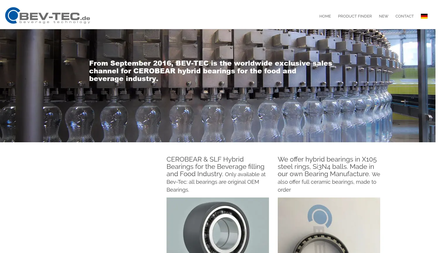 Website der Firma BEV-TEC GmbH