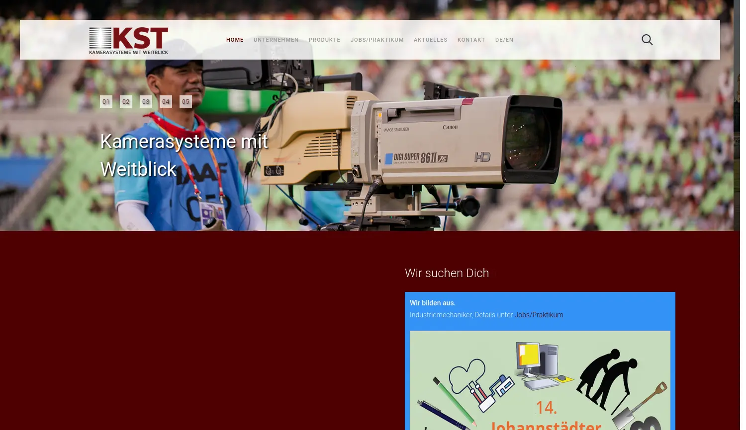 Website der Firma KST GmbH - Kamera & System Technik
