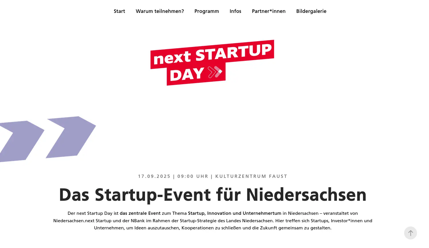 Website der Firma next Startup Day