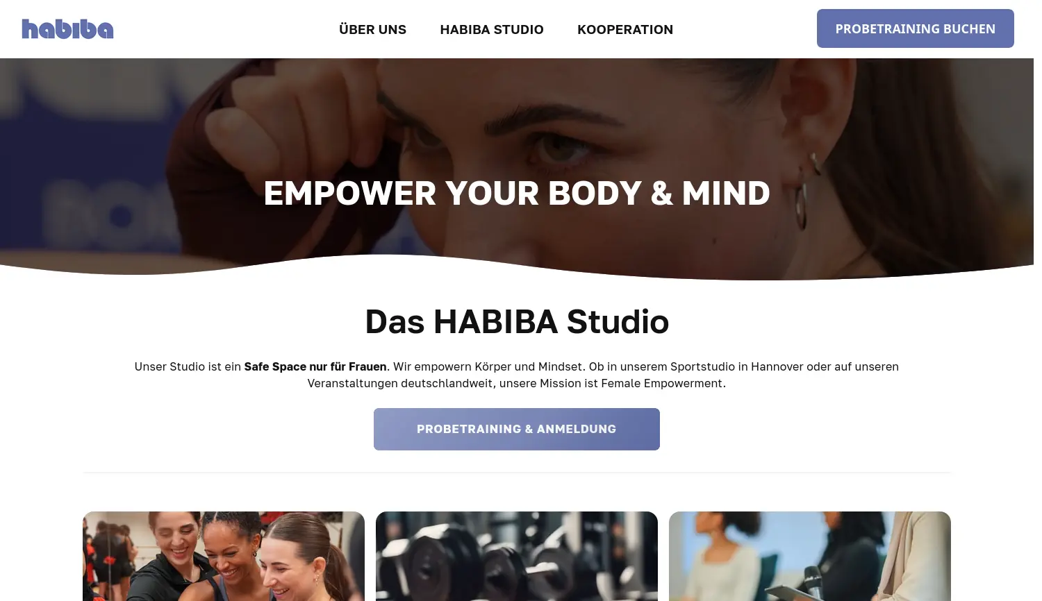 Website der Firma habiba, Zaina Filah & Filiz Alheraki GbR