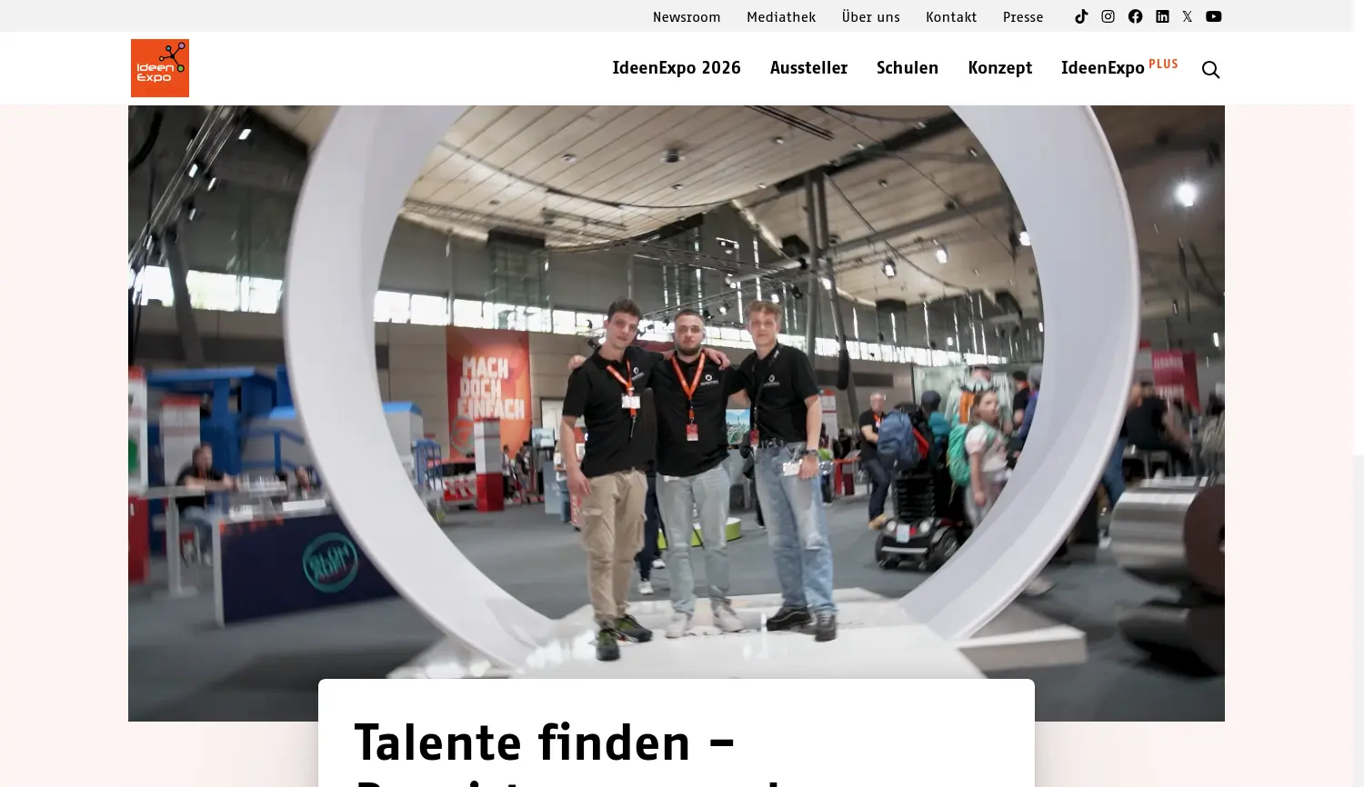 Website der Firma IdeenExpo GmbH