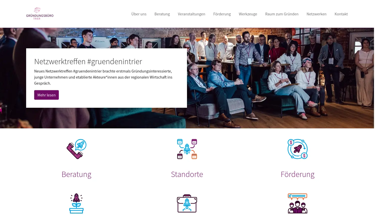 Website der Firma Gründungsbüro Trier