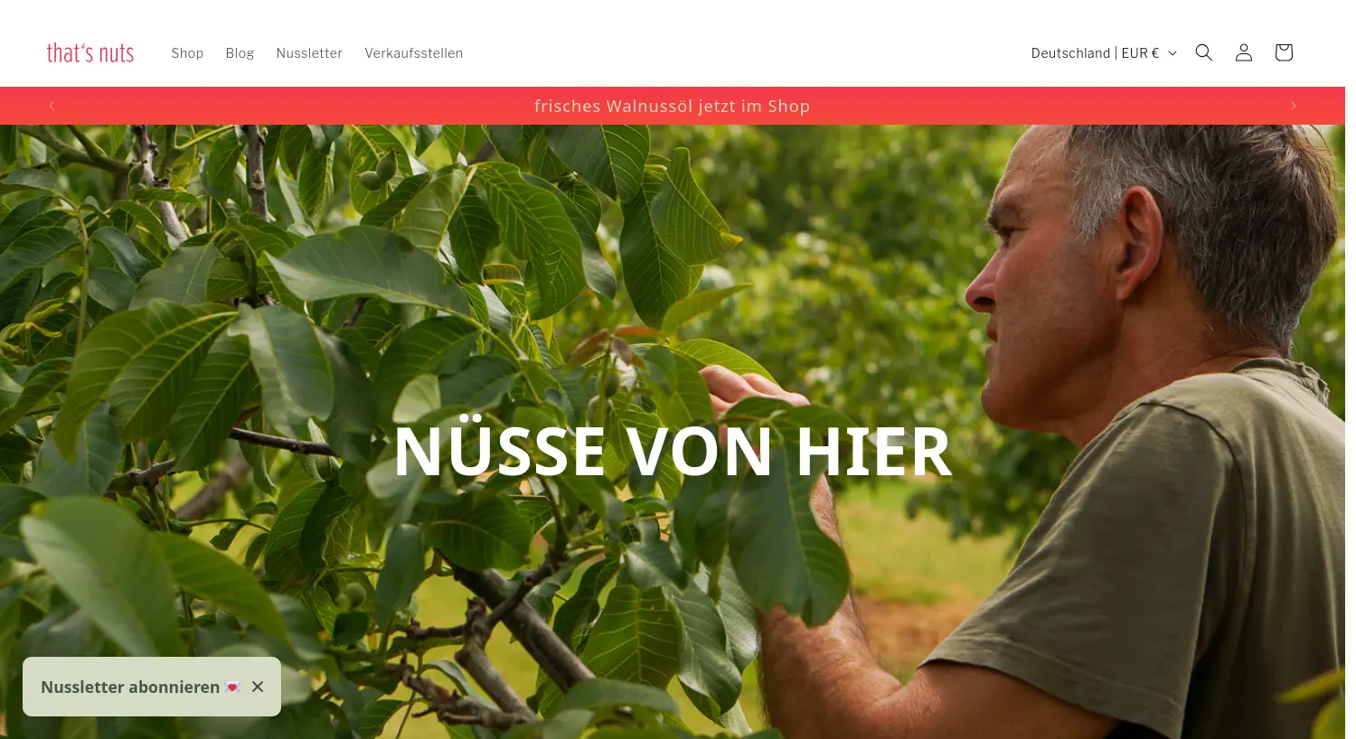 Website der Firma that's nuts