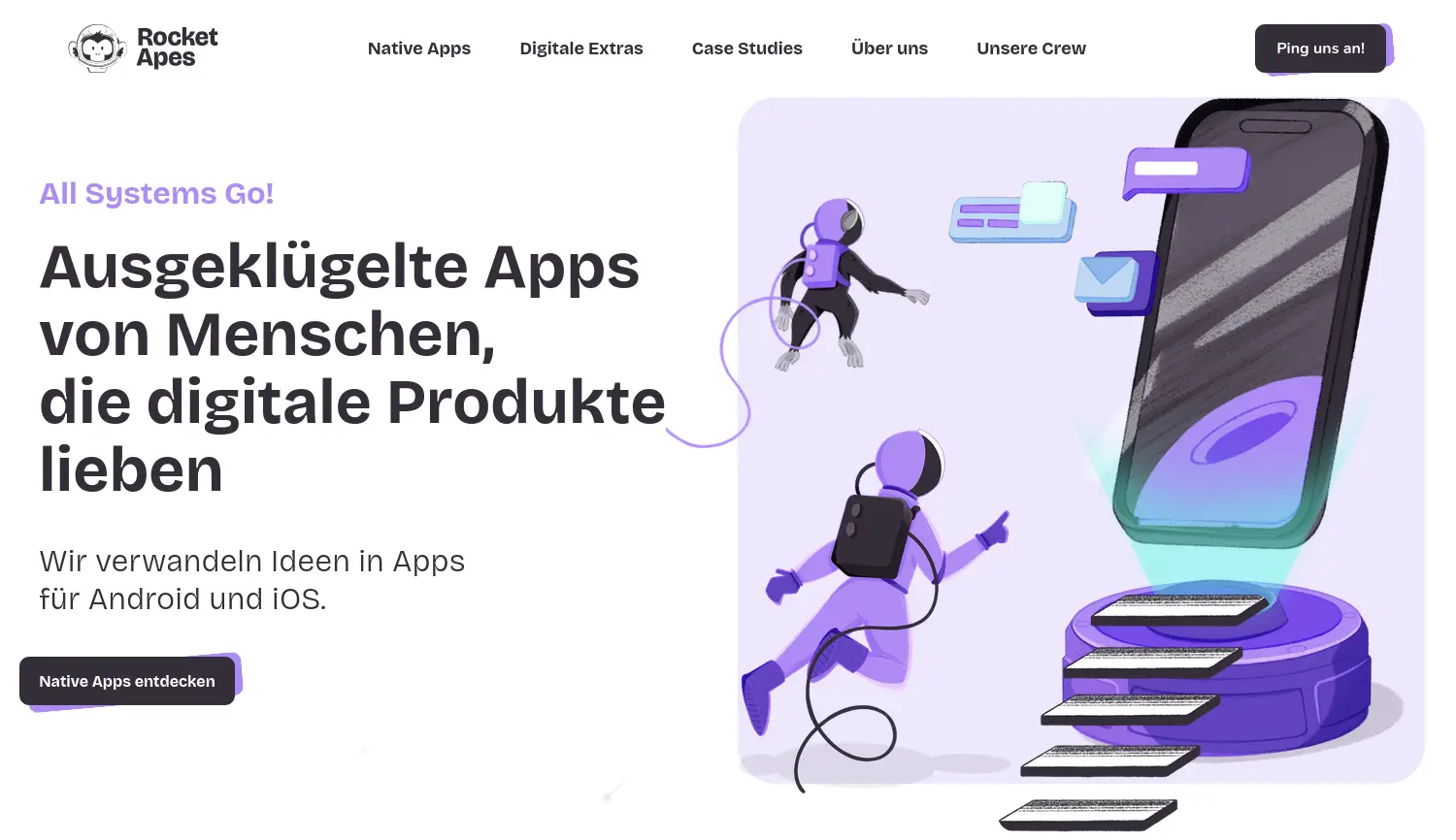 Website der Firma Rocket Apes GmbH