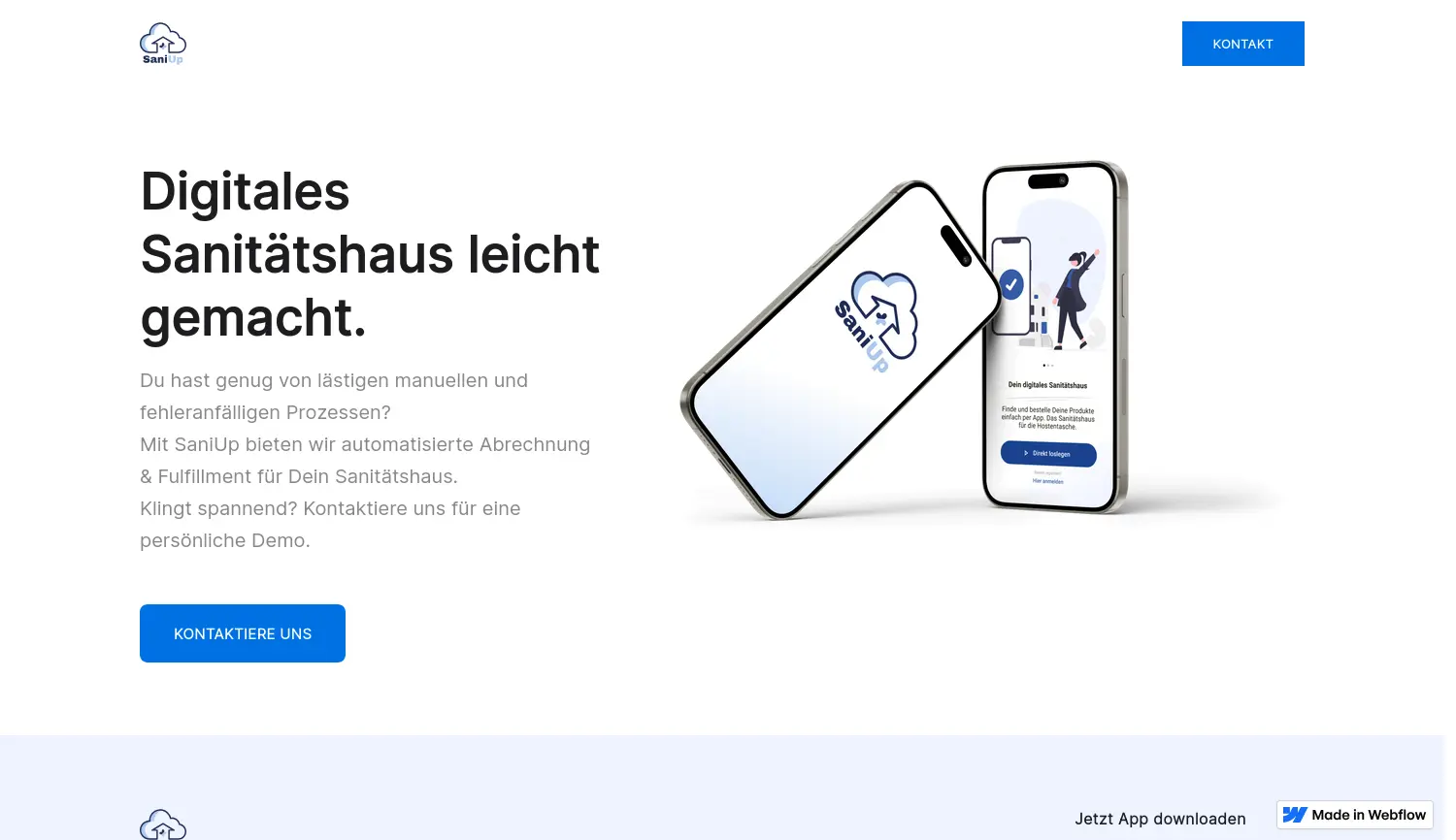 Website der Firma SaniUp GmbH