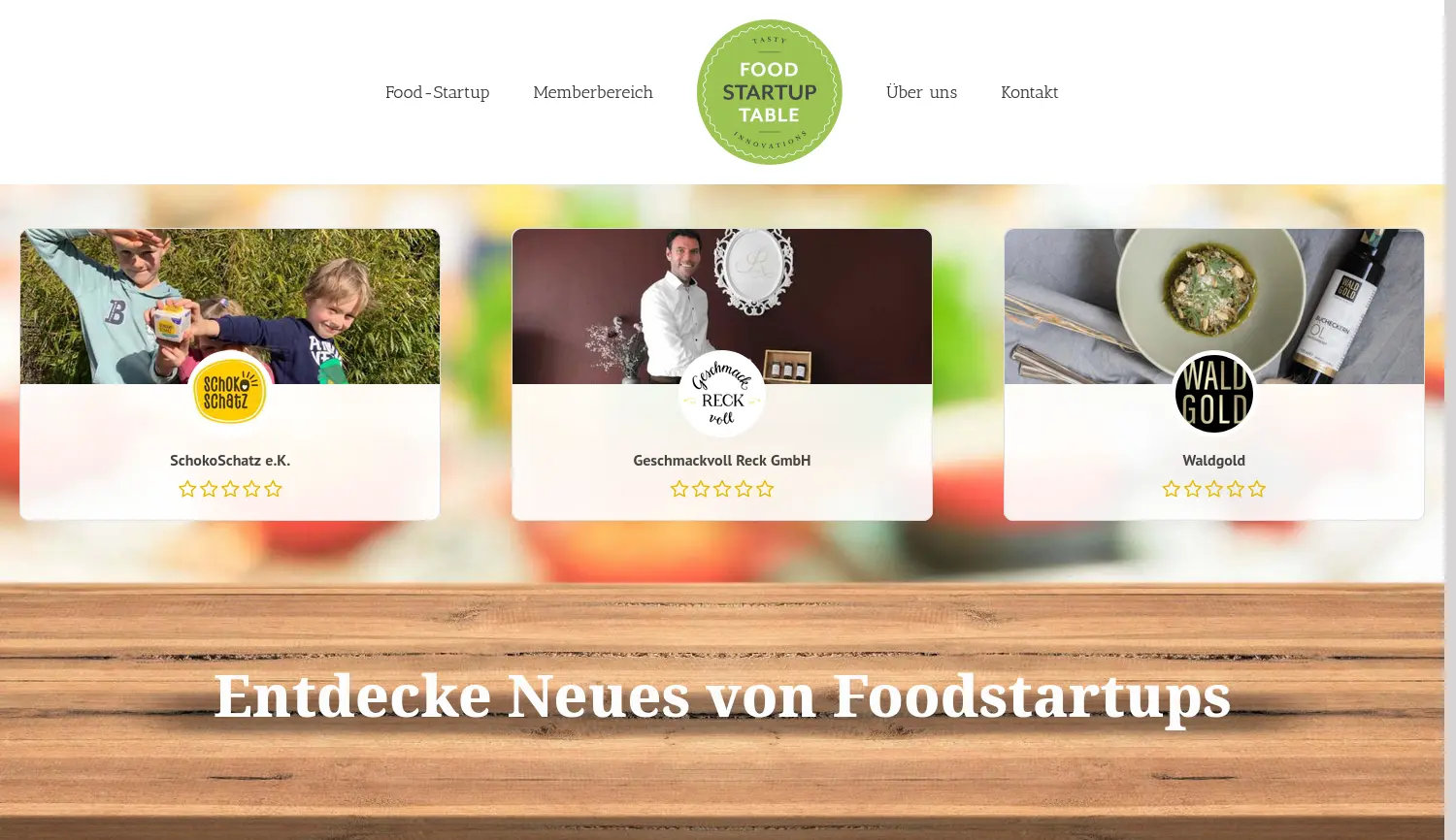 Website der Firma StartinFOOD GbR