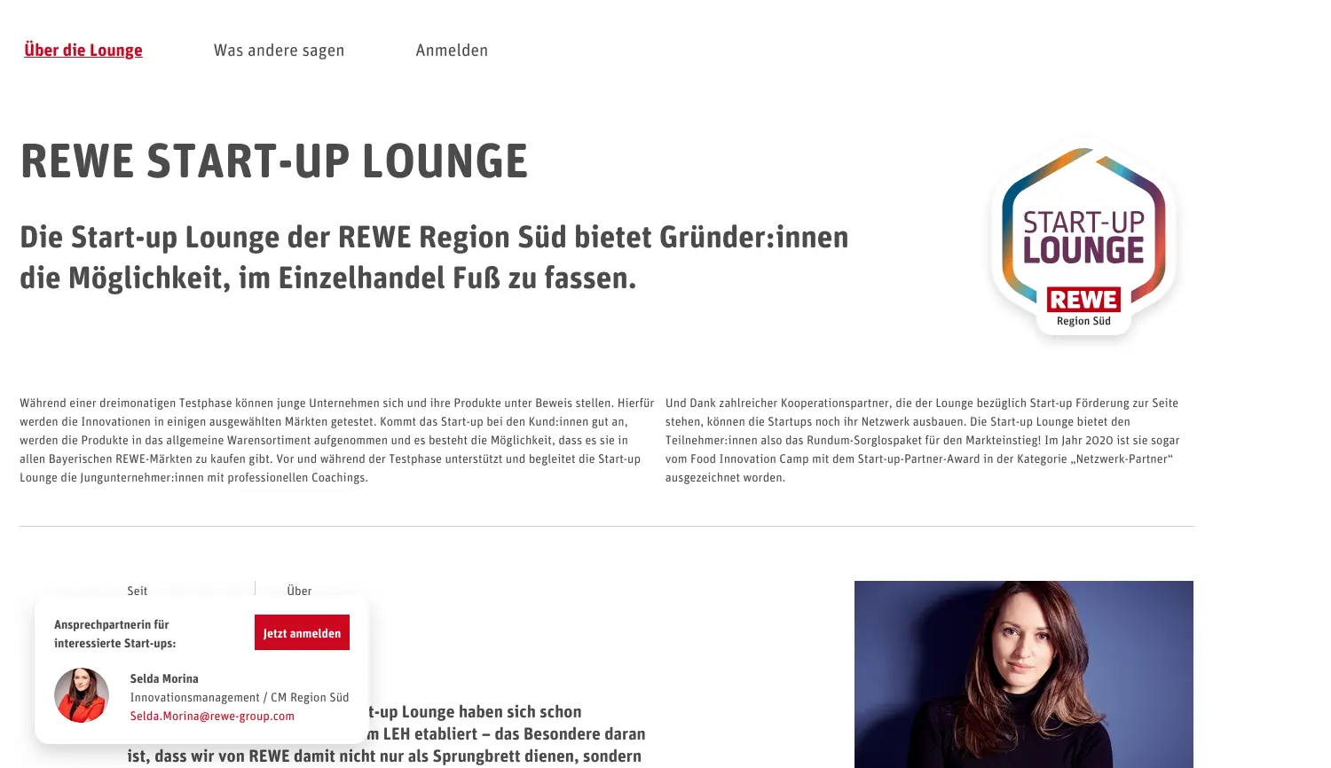 Website der Firma REWE Markt GmbH Zweigniederlassung Süd