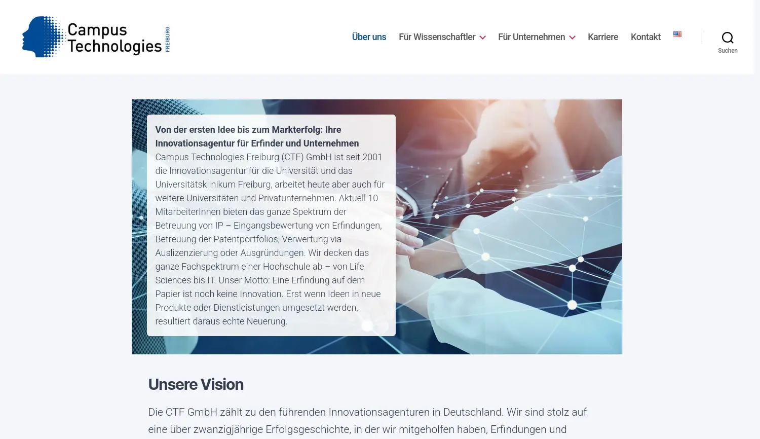 Website der Firma Campus Technologies Freiburg GmbH