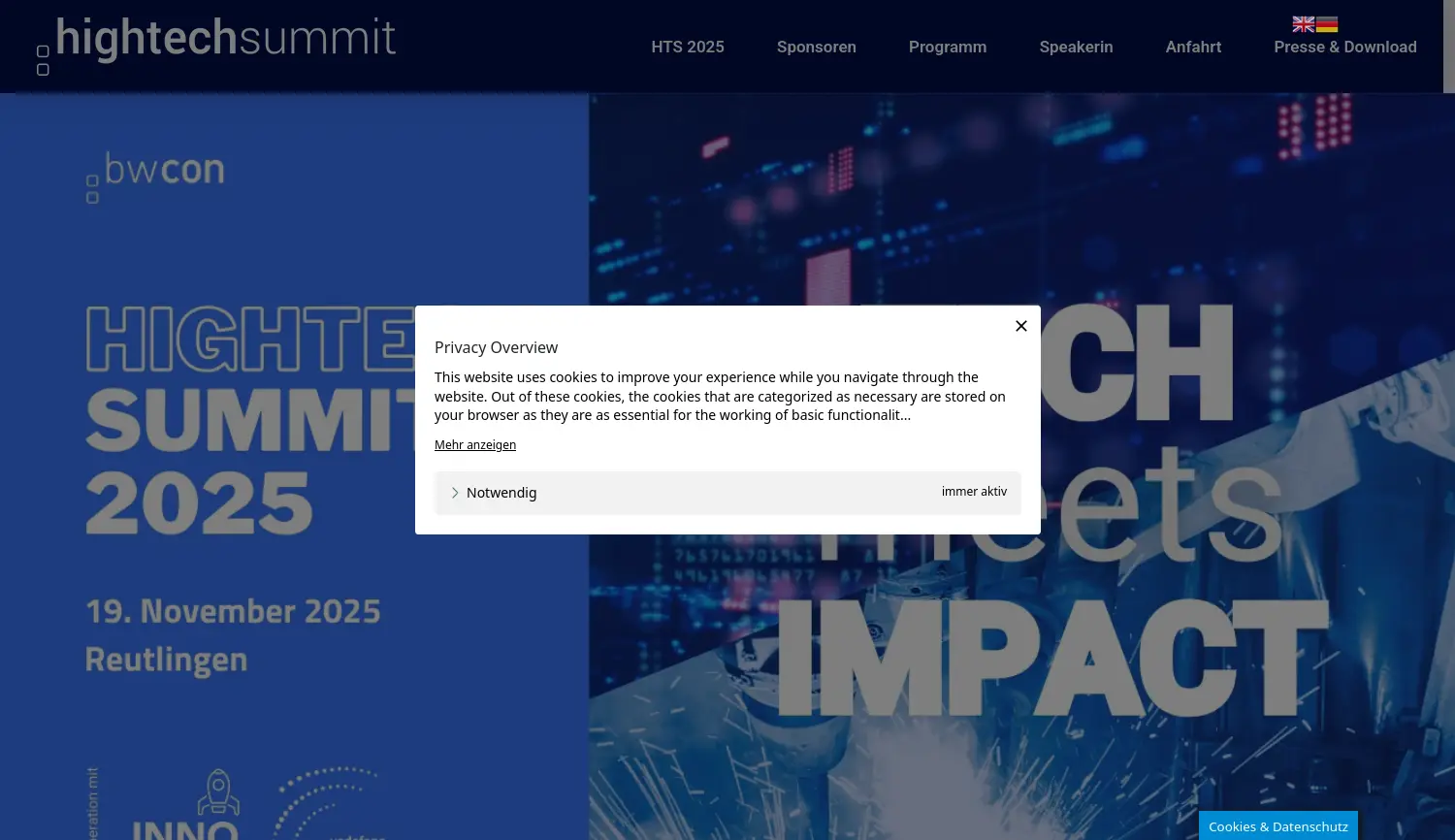 Website der Firma bwcon GmbH und Baden-Württemberg: Connected e.V. (Herausgeber)