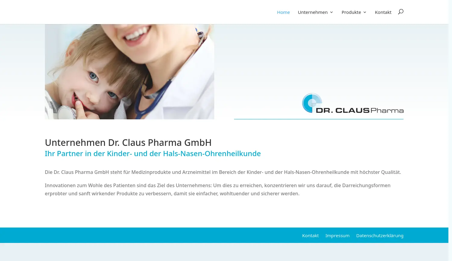 Website der Firma Dr. Claus Pharma GmbH