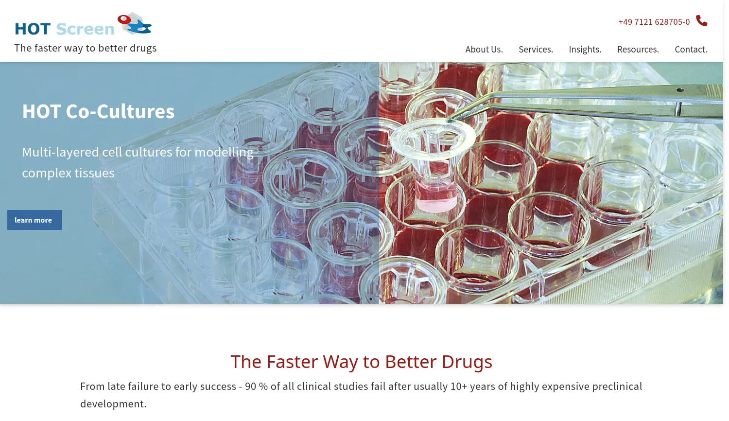 Website der Firma HOT Screen GmbH