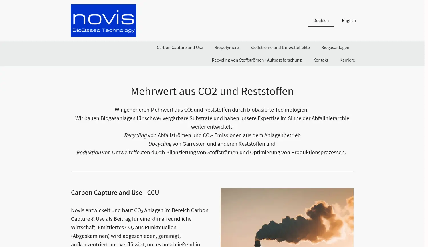 Website der Firma Novis GmbH