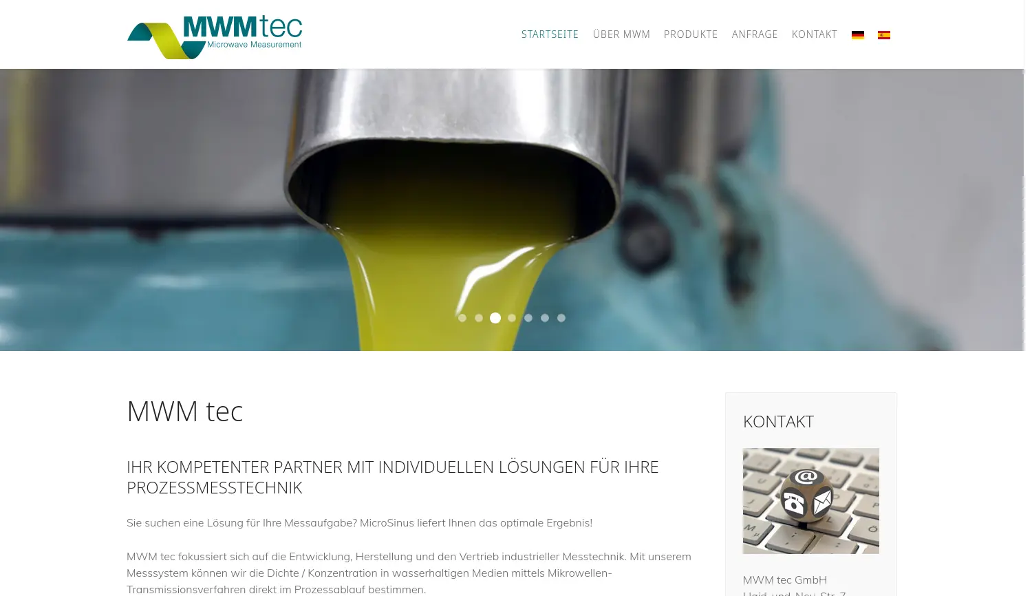 Website der Firma MWM tec GmbH