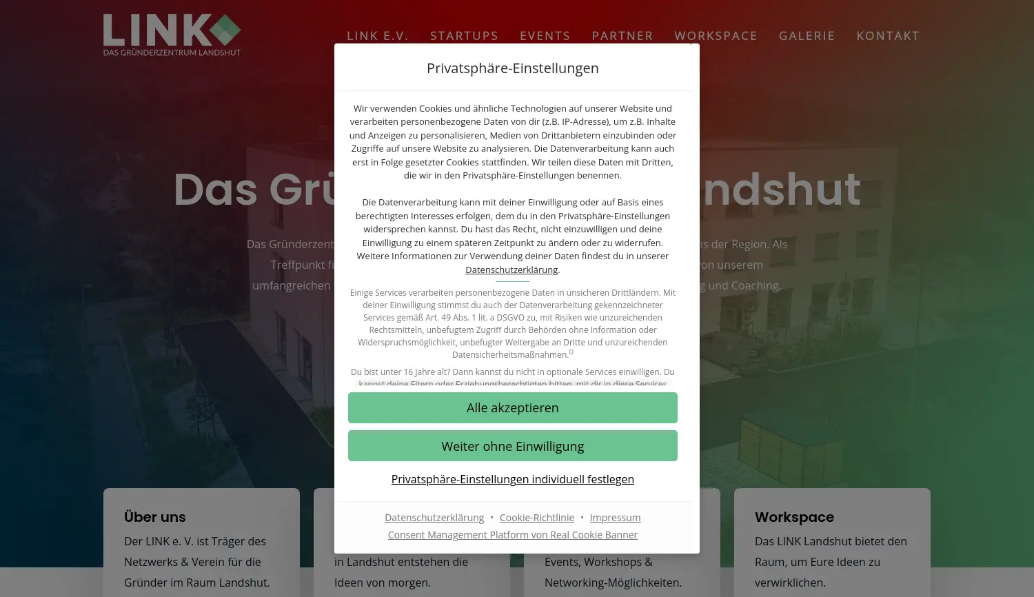 Website der Firma LINK e. V.