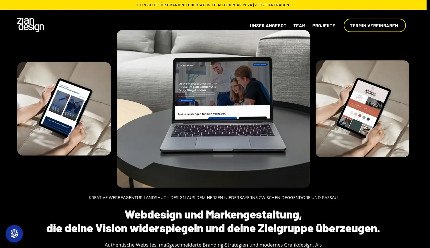 Website der Firma Zipperer und Andraschko ZIAN GbR