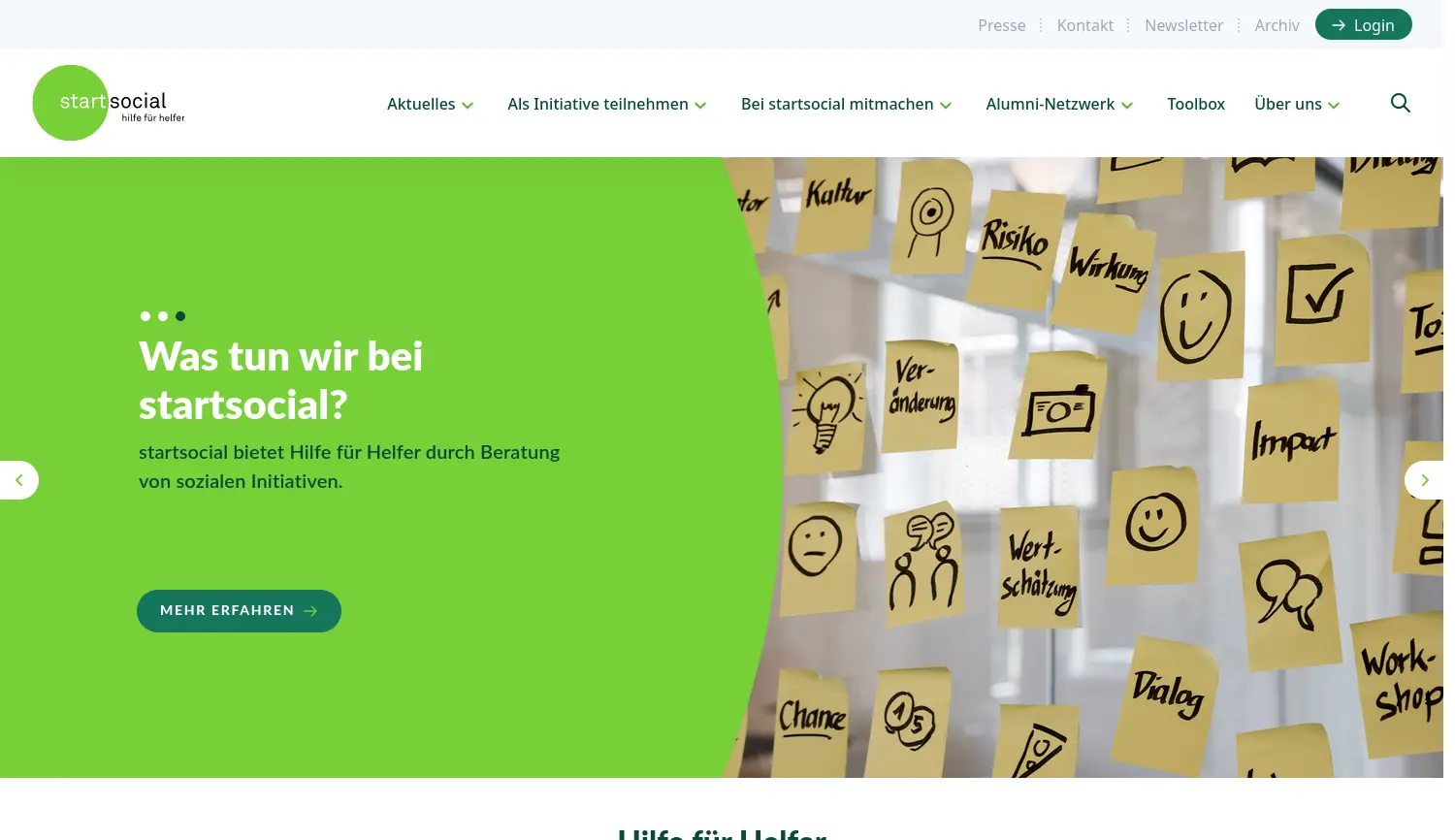 Website der Firma startsocial e.V.