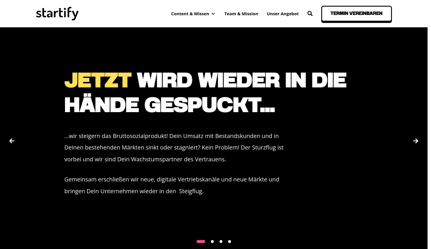 Website der Firma Startify GmbH