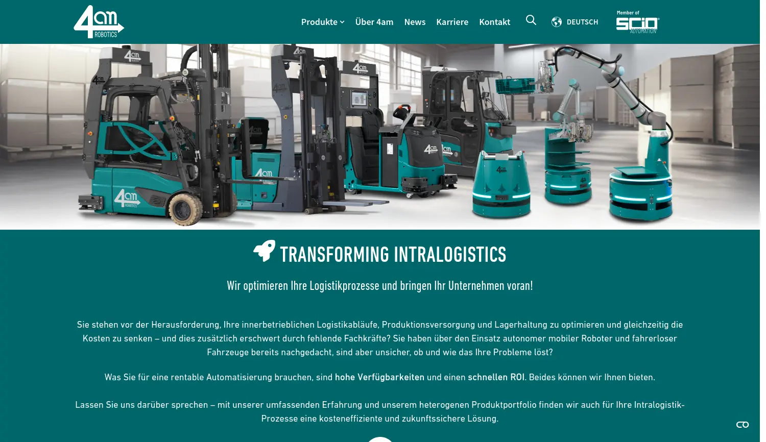 Website der Firma 4am Robotics GmbH