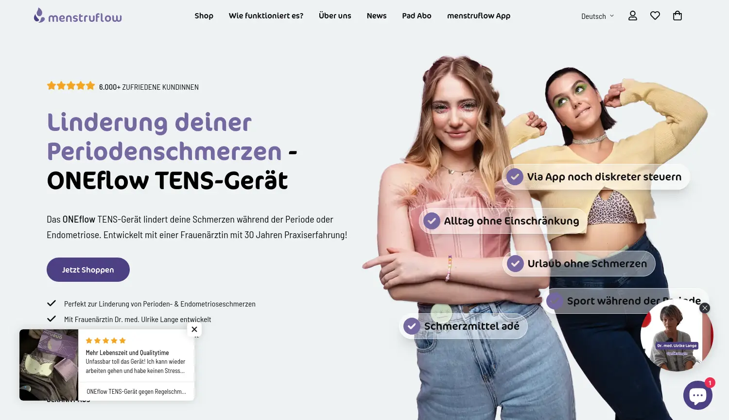 Website der Firma menstruflow GmbH