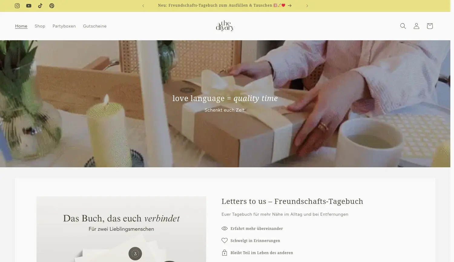 Website der Firma the diyary® Sophia Oster