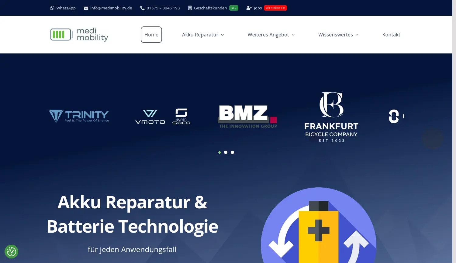 Website der Firma Medimobility GmbH