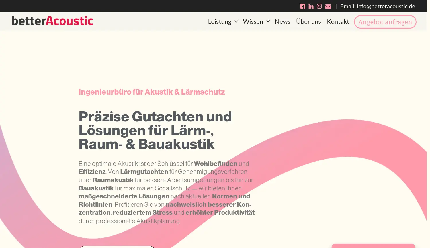 Website der Firma betterAcoustic GmbH