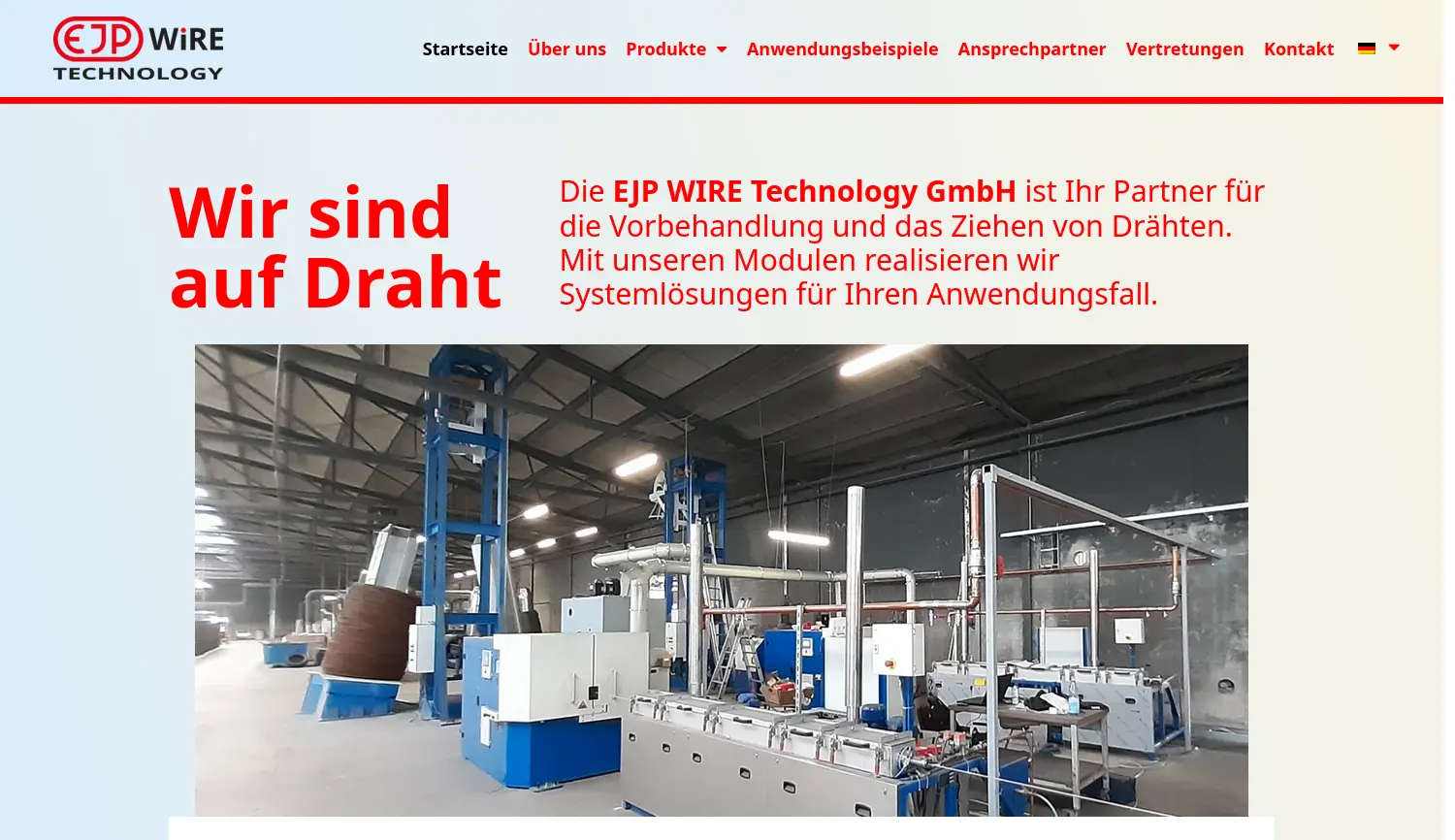 Website der Firma EJP WIRE Technology GmbH
