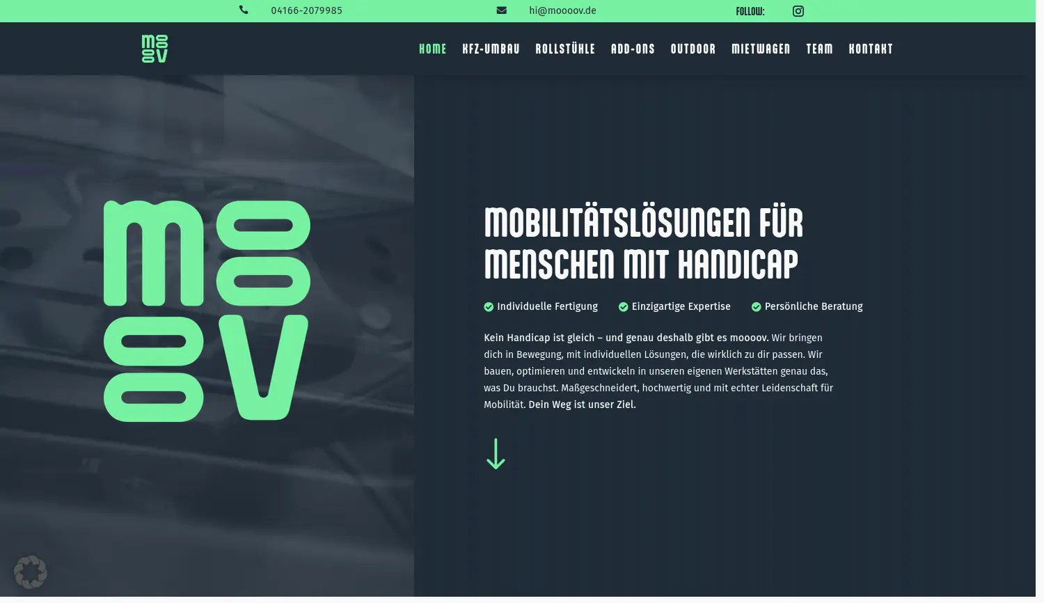 Website der Firma Moooov GmbH