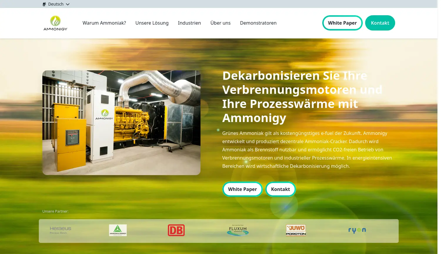 Website der Firma Ammonigy GmbH