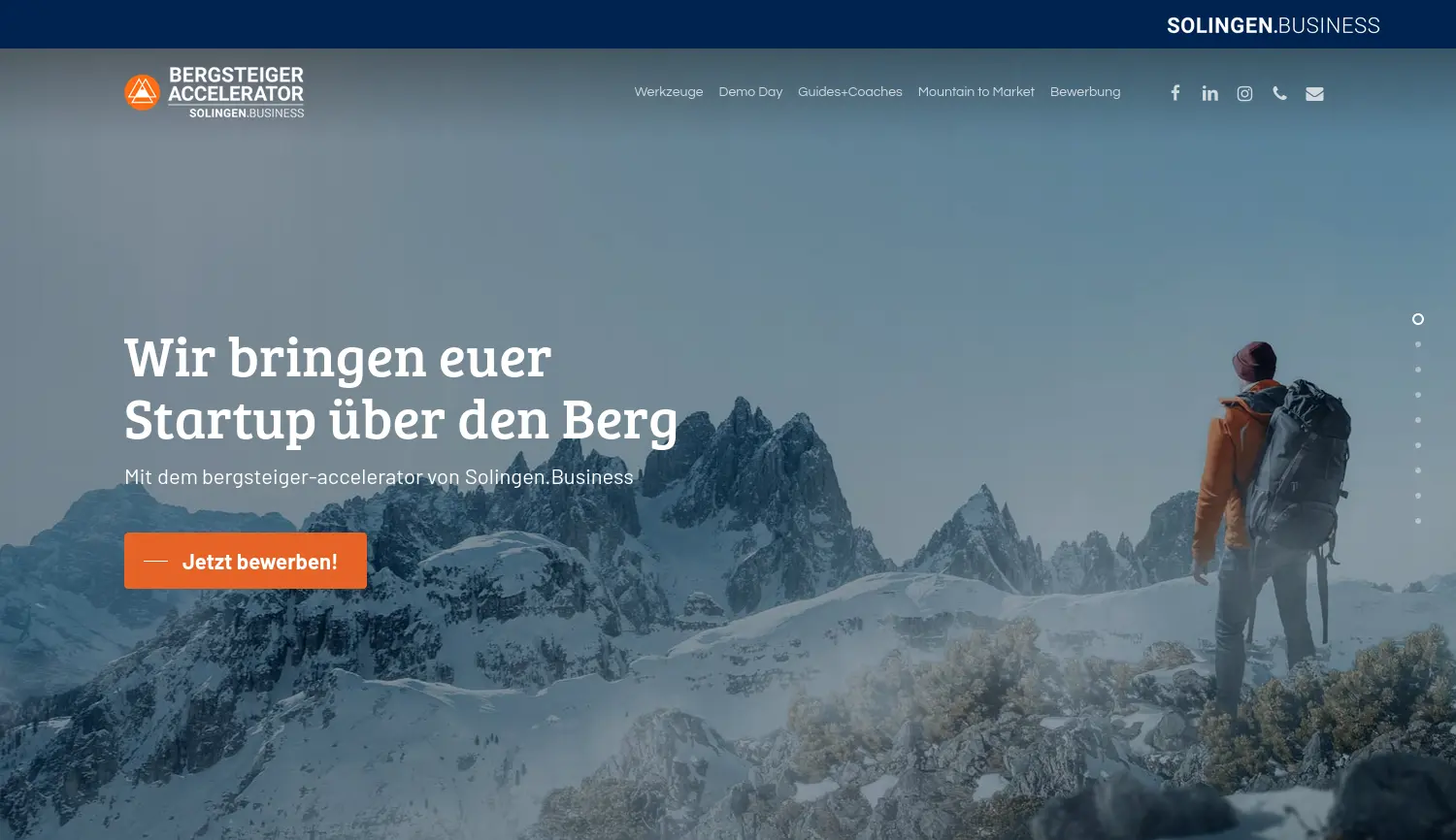 Website der Firma Gründer- und Technologiezentrum Solingen GmbH & Co. KG