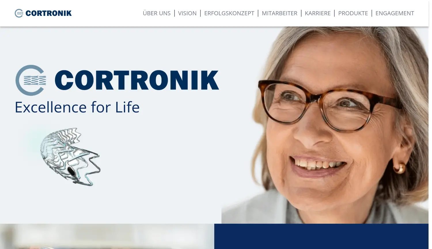 Website der Firma CORTRONIK GmbH