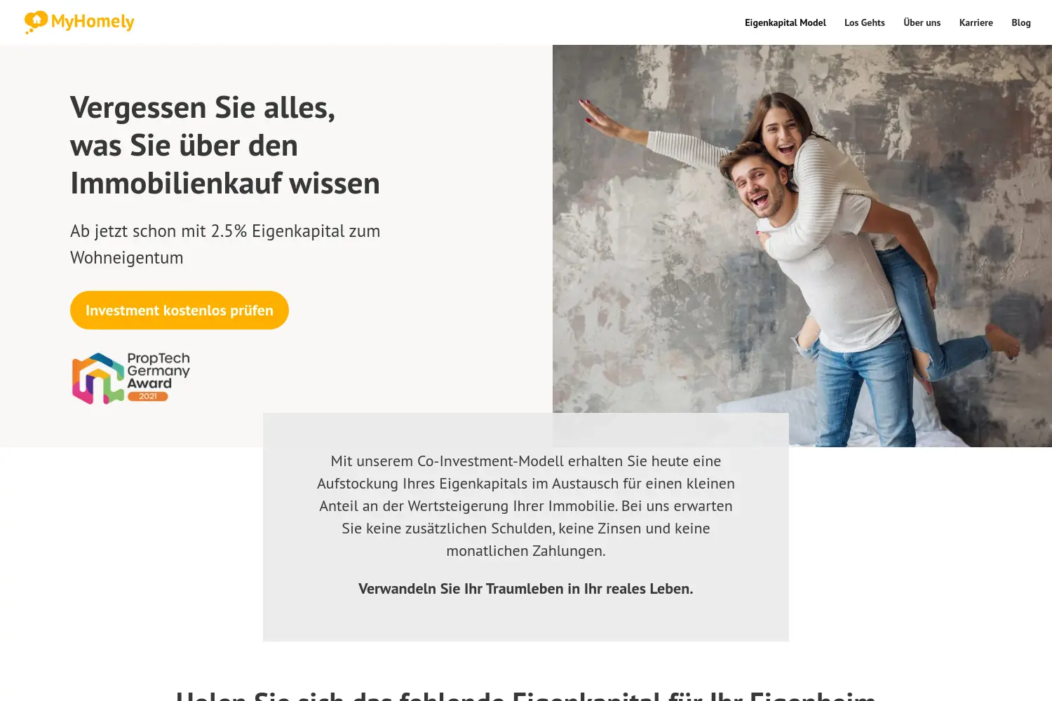 Website der Firma MyHomely GmbH