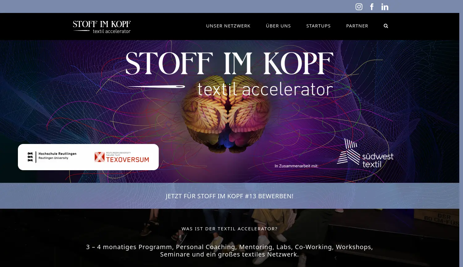 Website der Firma Center for Entrepreneurship der Hochschule Reutlingen