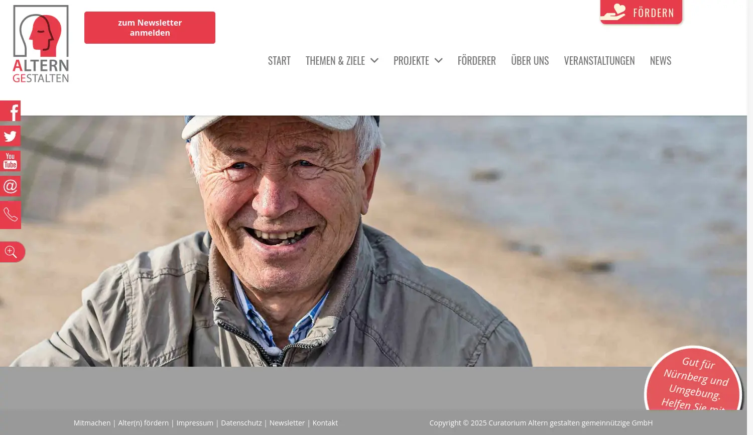 Website der Firma Curatorium Altern gestalten gemeinnützige GmbH