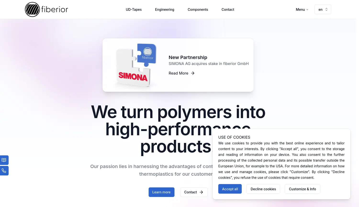 Website der Firma fiberior GmbH