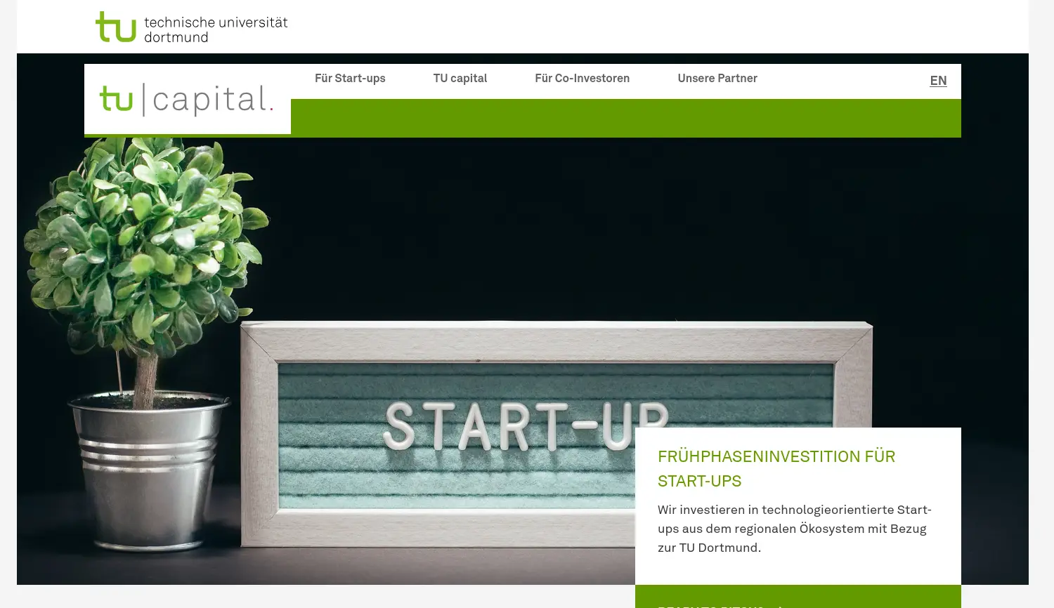 Website der Firma TU capital Verwaltungs GmbH
