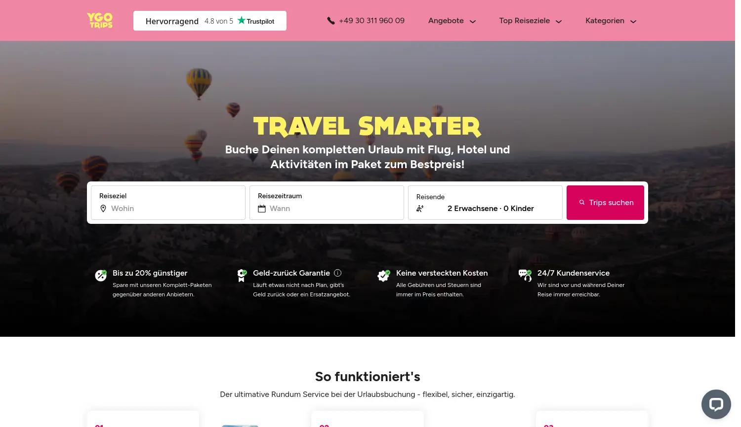 Website der Firma YGO GmbH