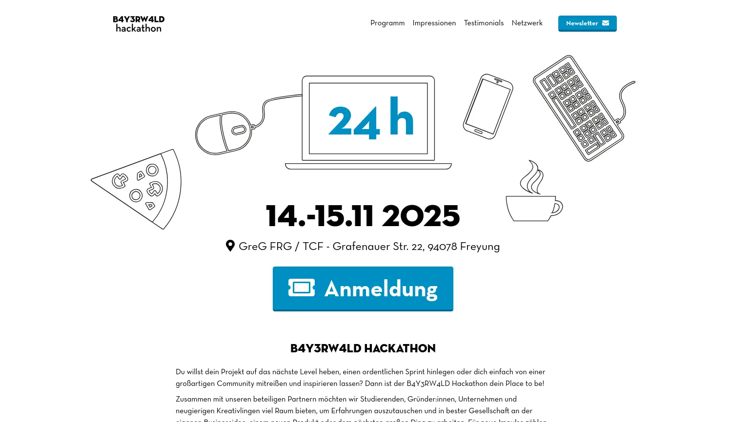 Website der Firma Bayerwald Hackathon