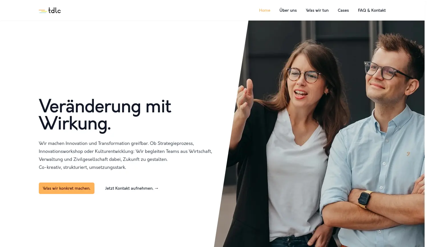 Website der Firma tdlc innovation GmbH