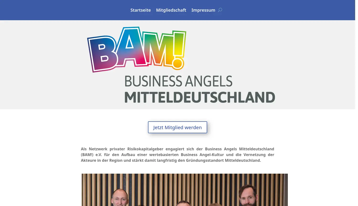 Website der Firma Business Angels Mitteldeutschland (BAM!) e.V.