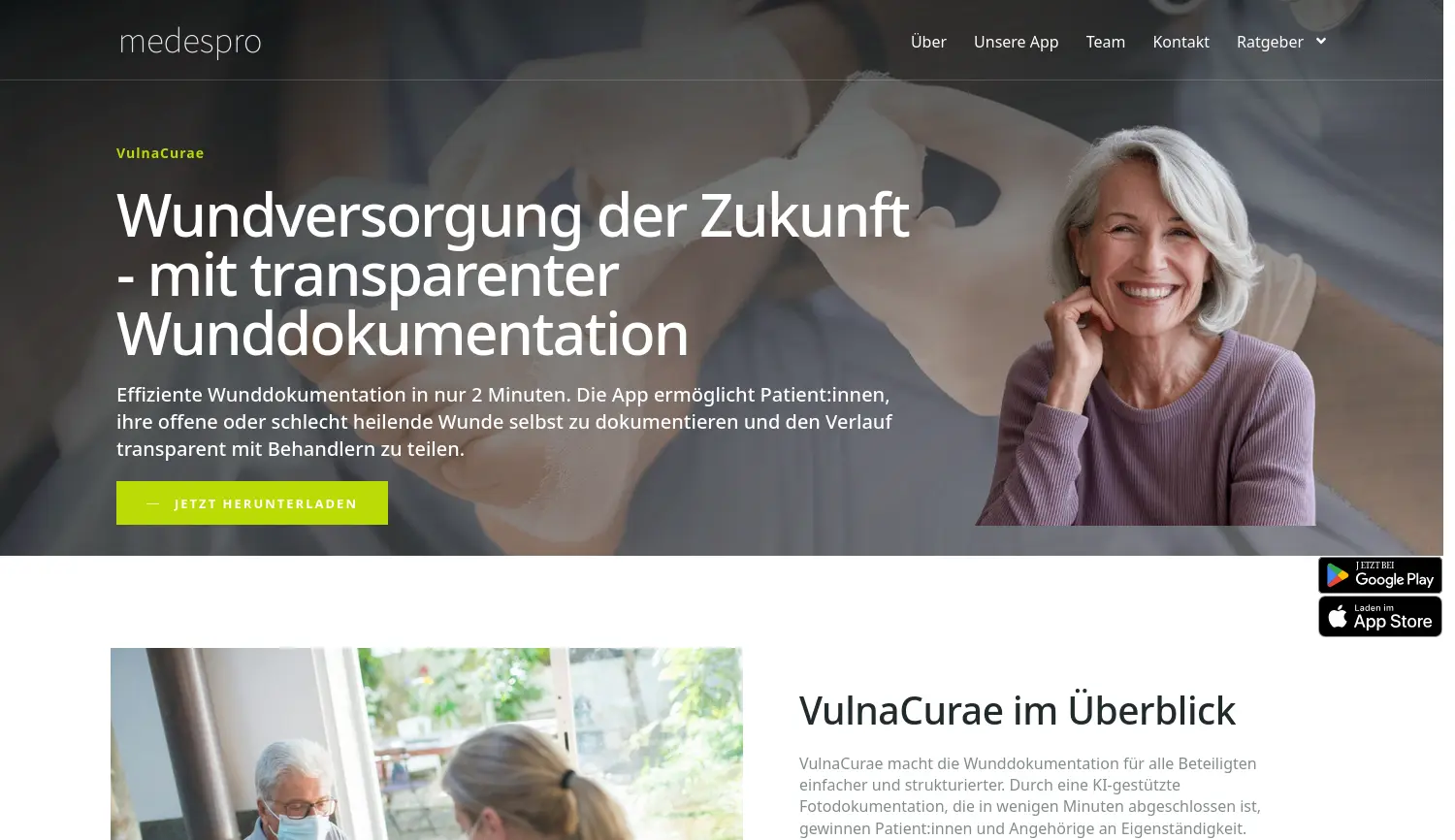 Website der Firma medespro GmbH